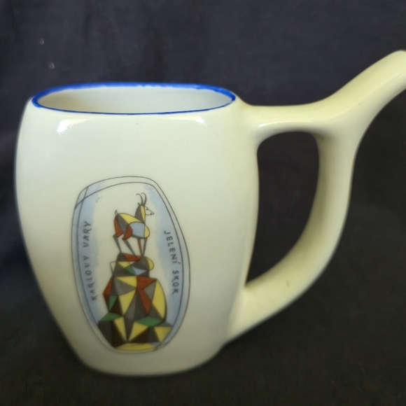 Karlovy Vary Jelení Skok Spa Sipping Cup MCM Abstract Czech Ceramic Souvenir - Picture 6 of 6